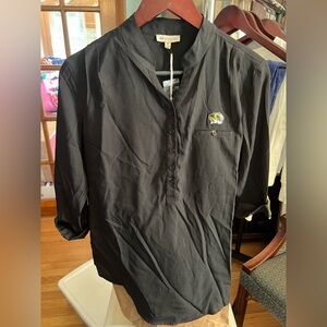 NEW Univ of Missouri Black & Gold Blouse Tigers Button Front Womens Small